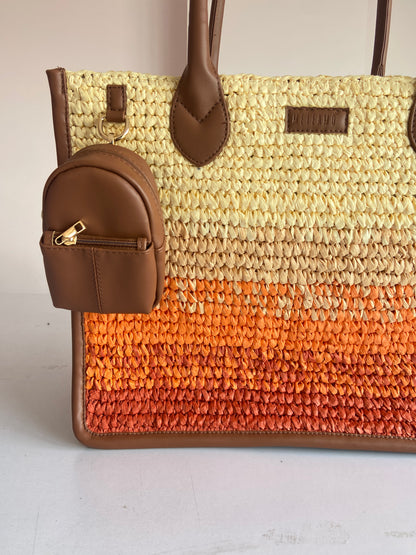 Cafe Sunset - Raffia Tote Bag