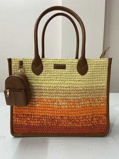 Cafe Sunset - Raffia Tote Bag