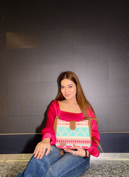 Artisan Weave Sling Bag - Mint Blush