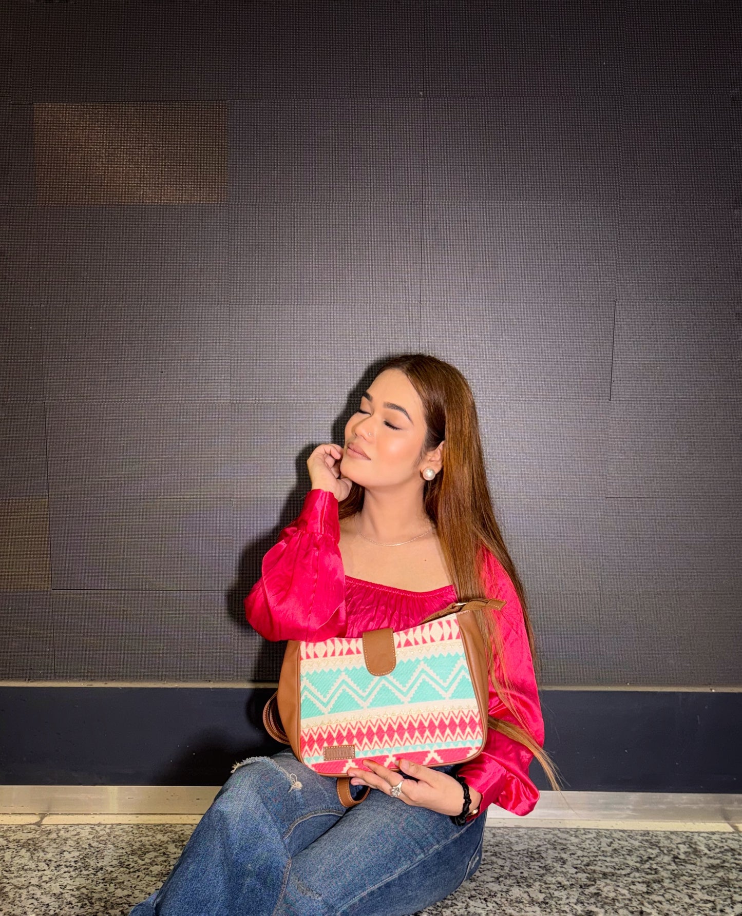 Artisan Weave Sling Bag - Mint Blush