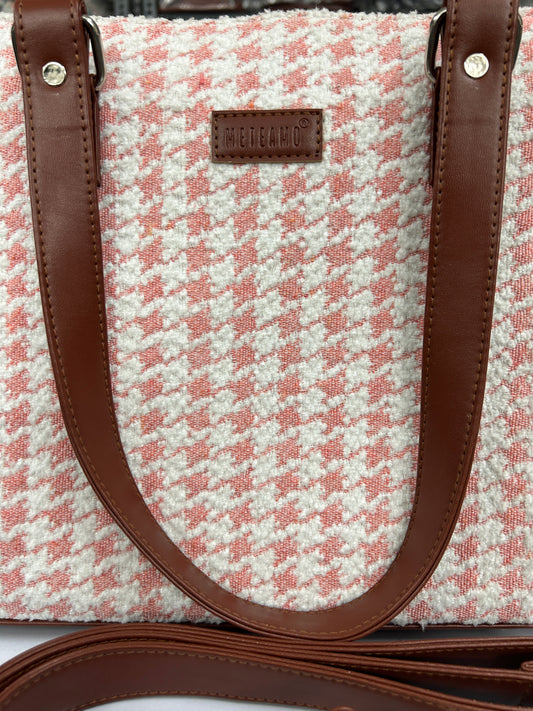 Office Tote - Pink Houndstooth