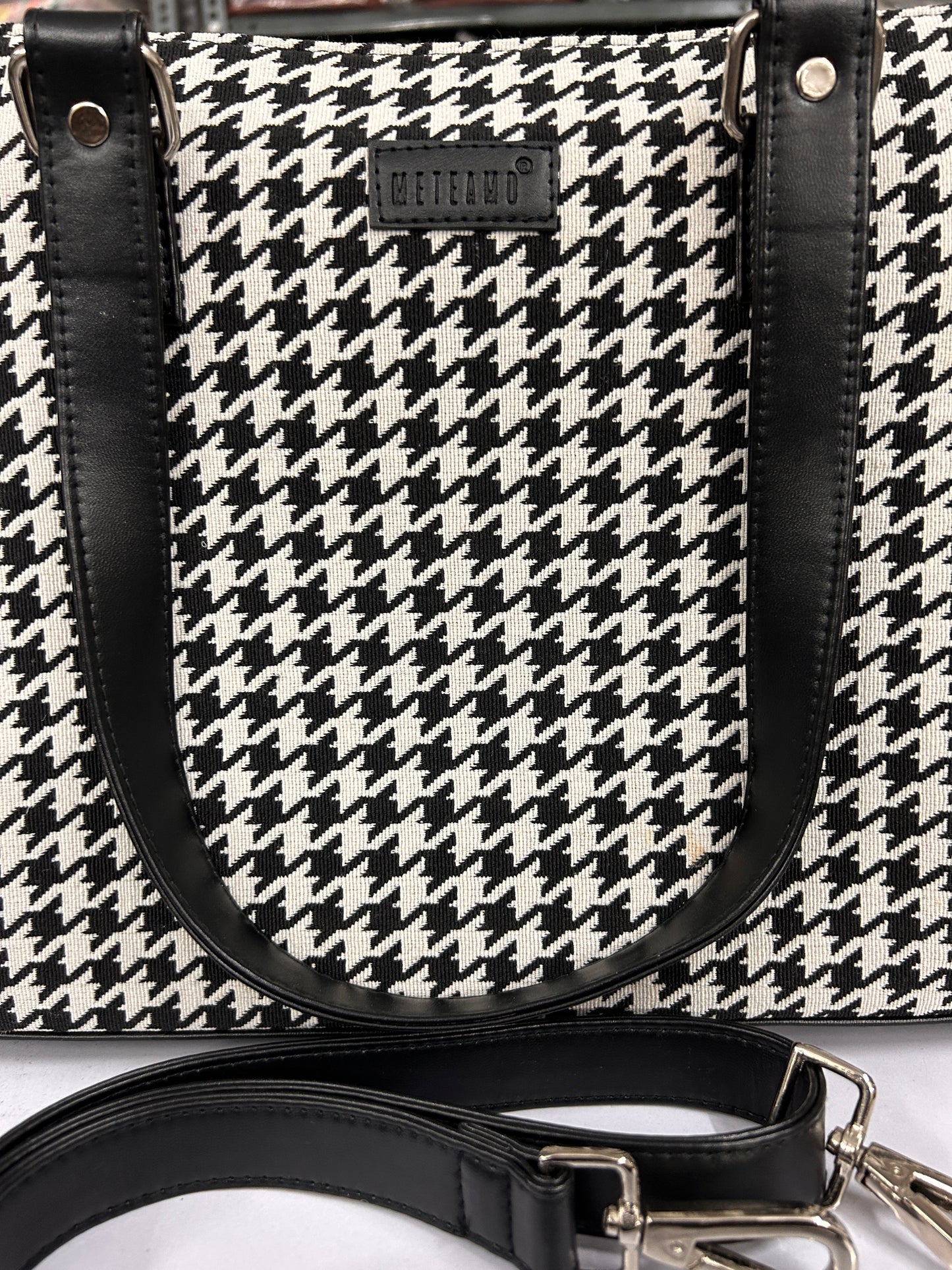 Office Tote - Noir Houndstooth