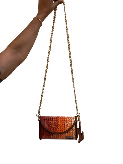 Coral Dusk - Raffia Flap Bag