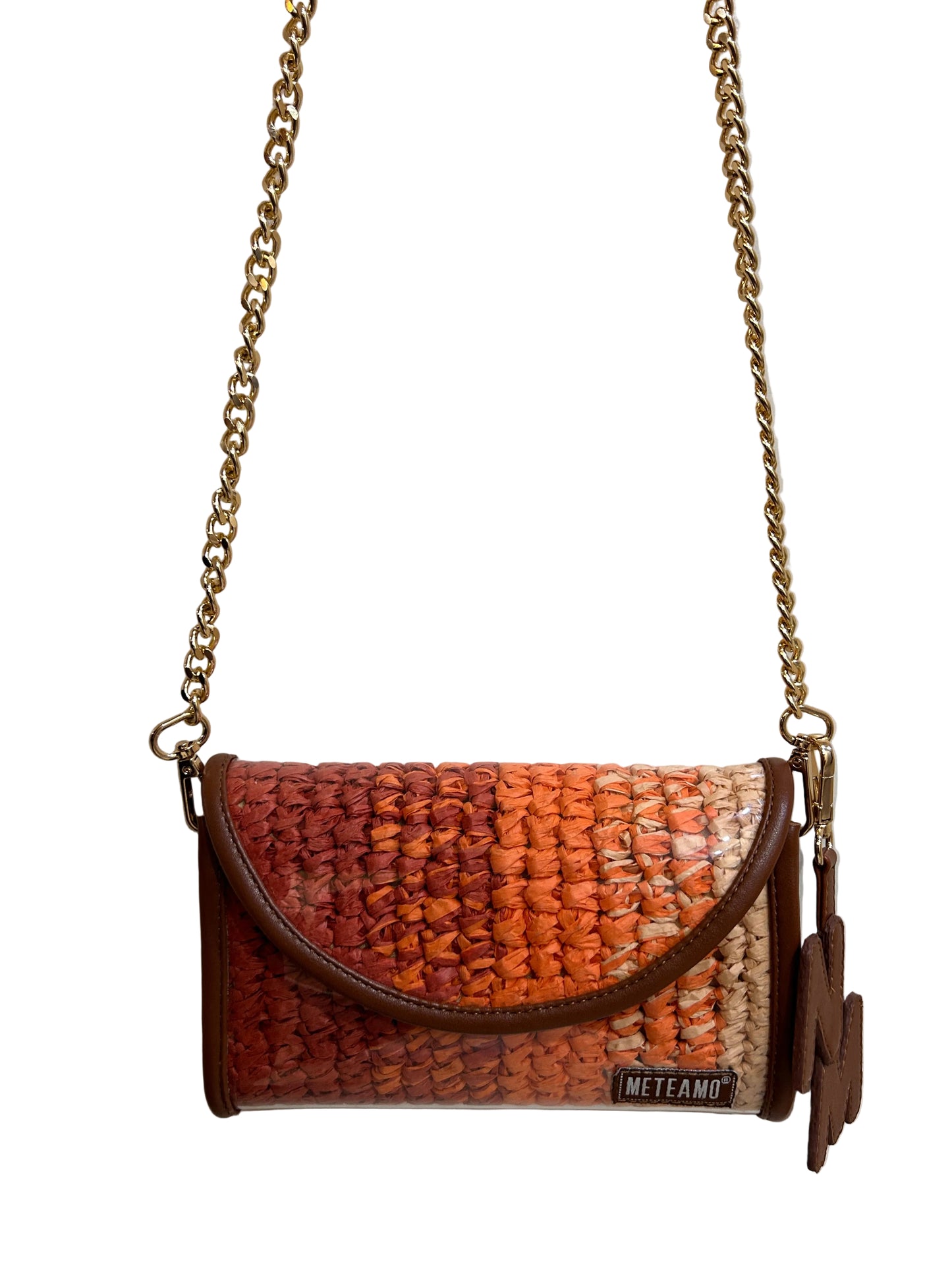 Coral Dusk - Raffia Flap Bag
