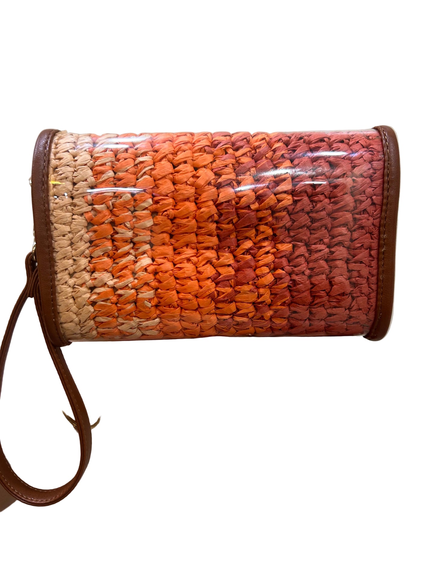 Coral Dusk - Raffia Flap Bag