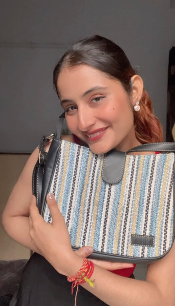 Artisan Weave Sling Bag - Blue Wave