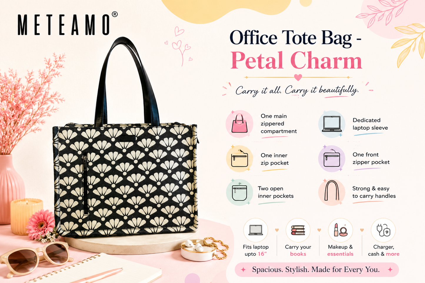 Office Tote Bag - Petal Charm