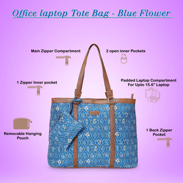 Office Tote - Blue Flowers