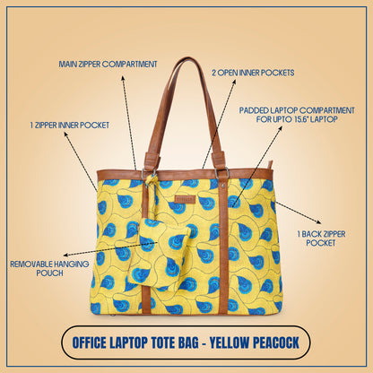 Office Tote - Yellow Peacock