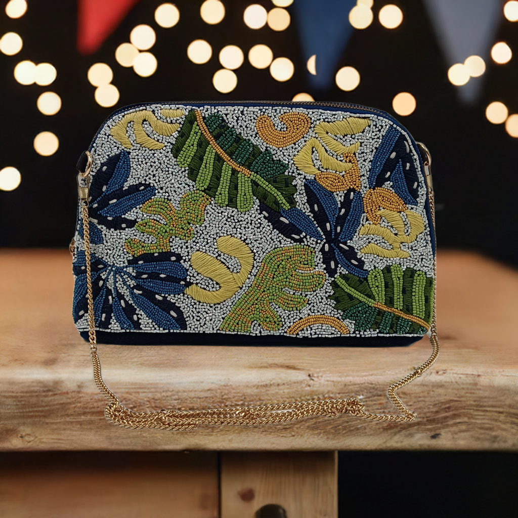 Sequina Green - Beaded & Hand Embroidered Make-Up Pouch