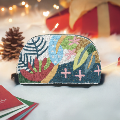 Sequina Multi - Beaded & Hand Embroidered Make-Up Pouch