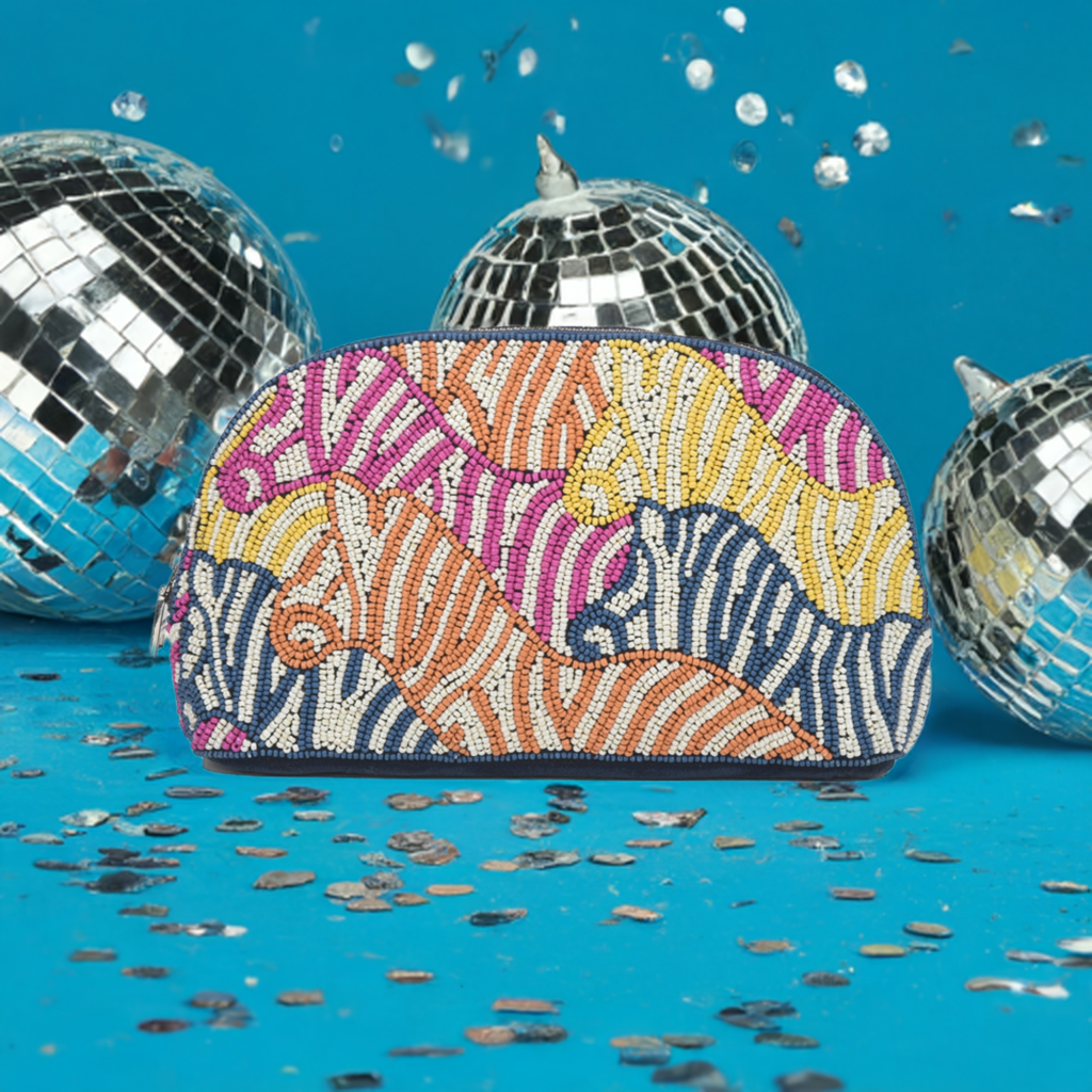 Sequina Pink - Beaded Make-Up Pouch