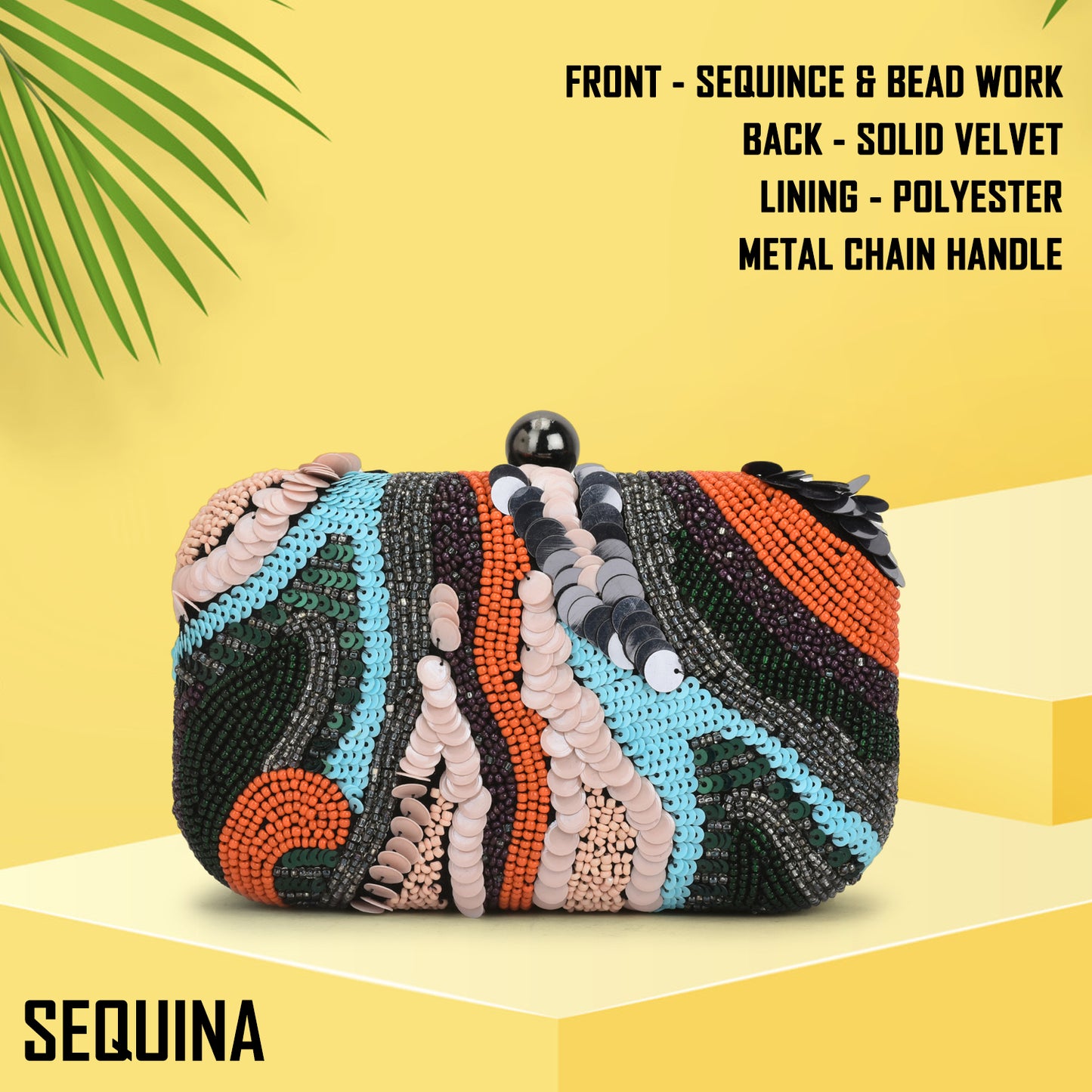 Sequina- Multicolor Beaded Clutch Bag