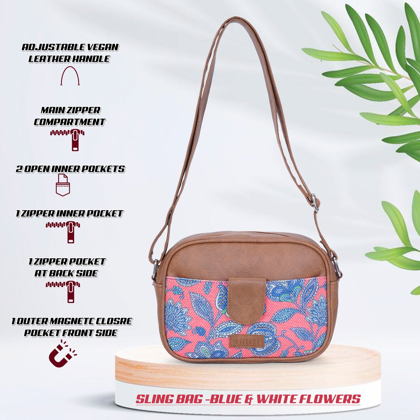 Sling Bag - Blue & White Flowers (BOGO)