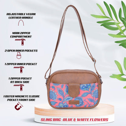Sling Bag - Blue & White Flowers (BOGO)