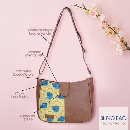 Sling Bag - Yellow Peacock (BOGO)