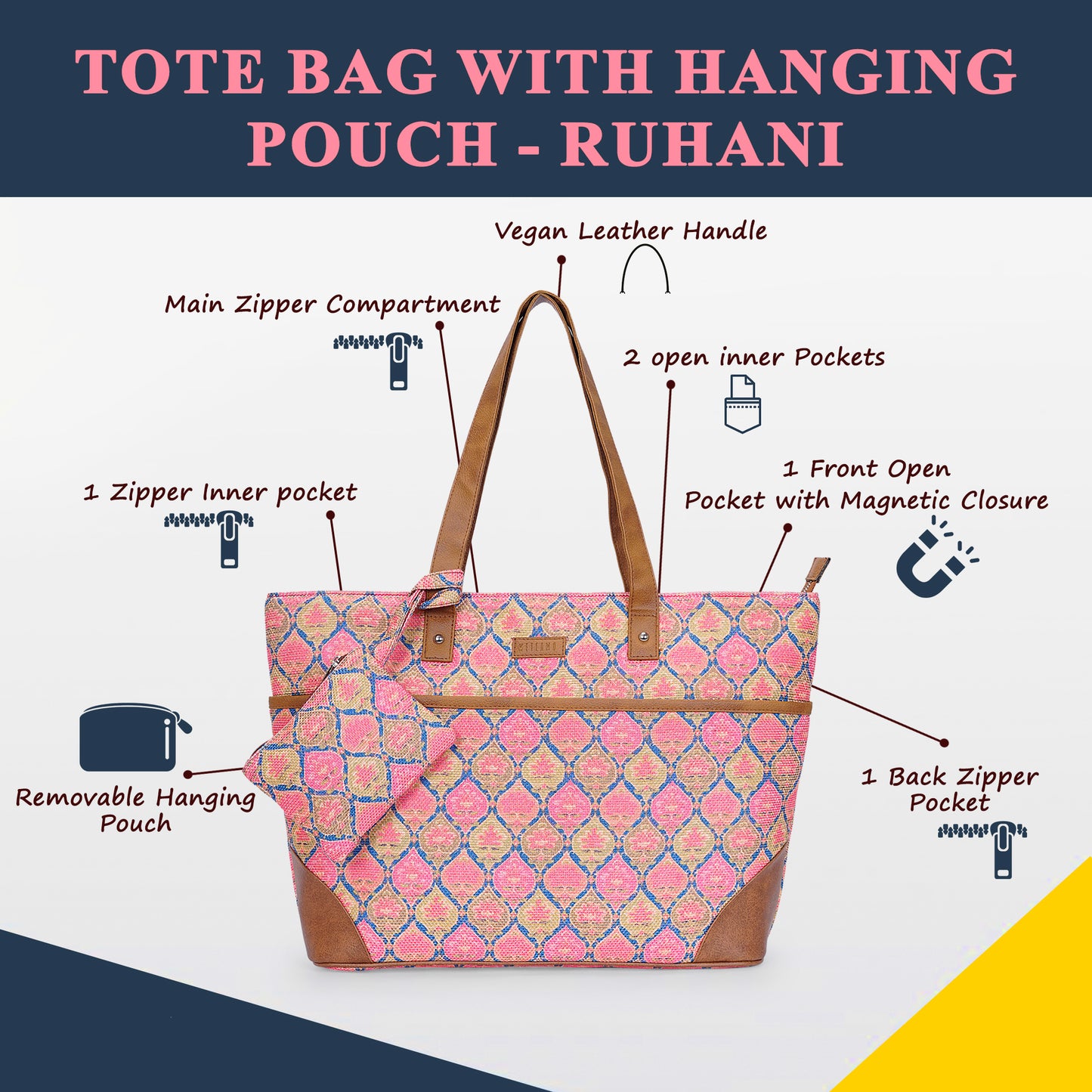 Ruhani Pink - Tote Bag with Mini Pouch
