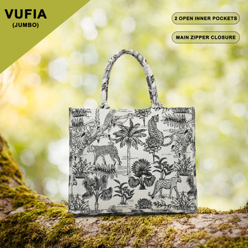 Vufia - Black & White Jacquard Box Bags - Set of 3