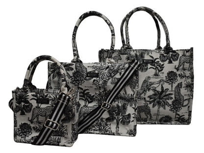 Vufia - Black & White Jacquard Box Bags - Set of 3