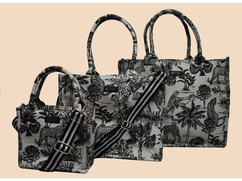 Vufia - Black & White Jacquard Box Bags - Set of 3