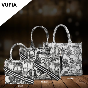 Vufia - Black & White Jacquard Box Bags - Set of 3