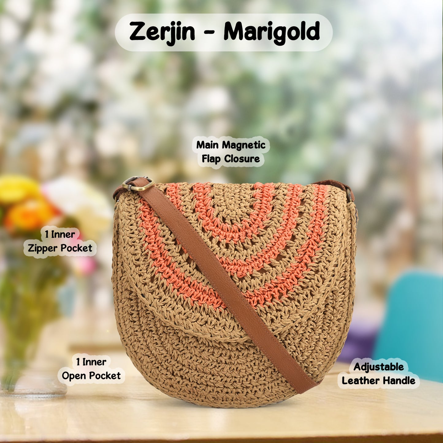 Zerjin - Marigold Raffia Sling Bag