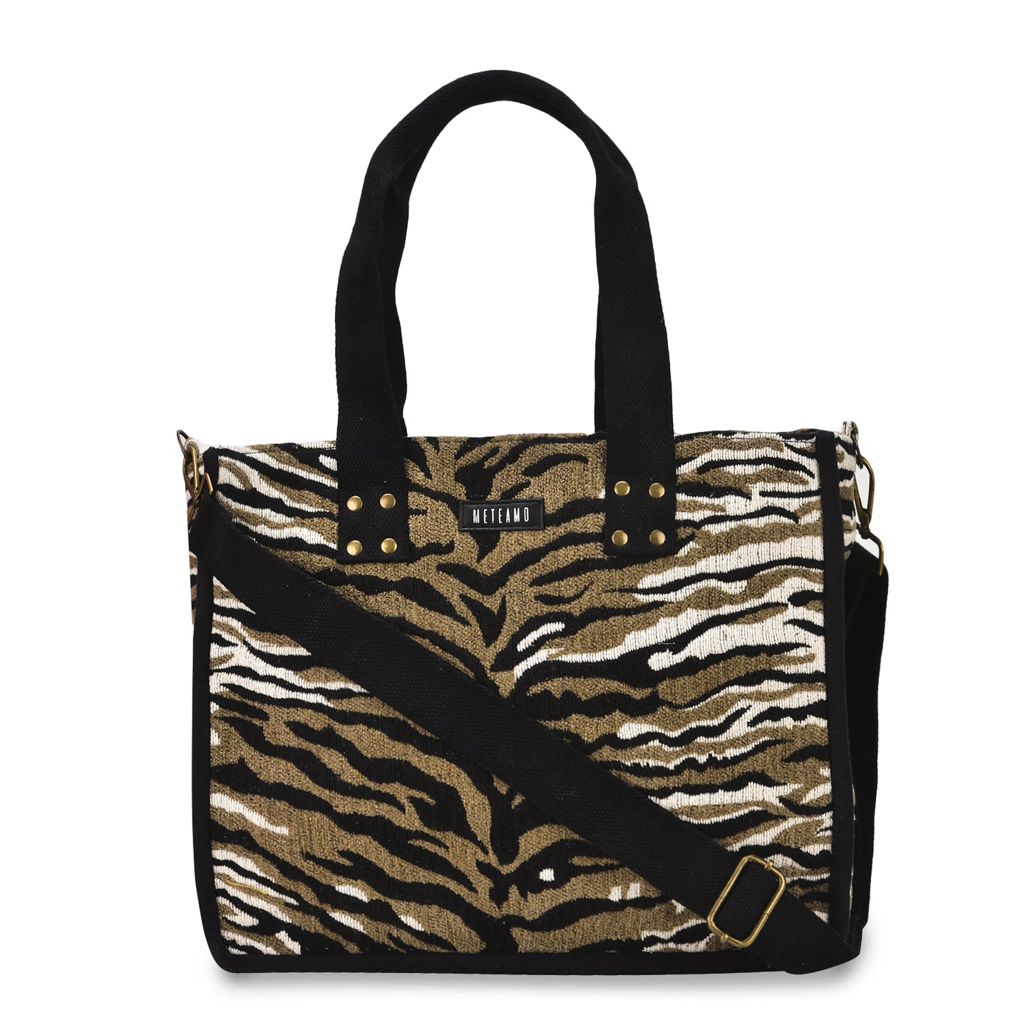 Anileo - Brown & Black Jacquard Box Bag - Medium