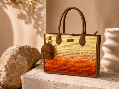 Cafe Sunset - Raffia Office Tote Bag