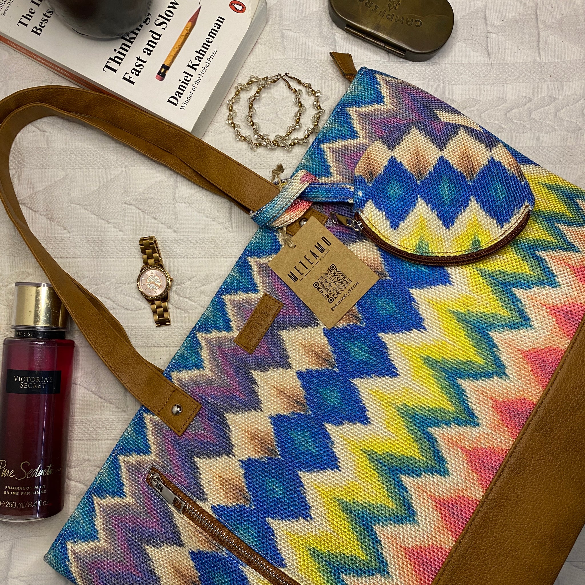 Multicolor Chevron - Tote Bag with Mini Pouch