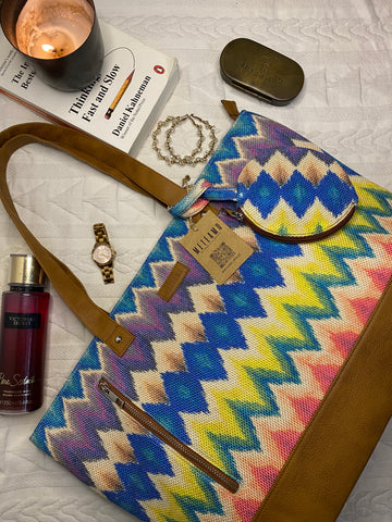 Multicolor Chevron - Tote Bag with Mini Pouch