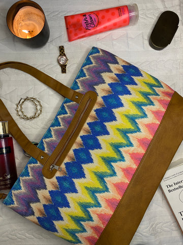 Multicolor Chevron - Tote Bag with Mini Pouch