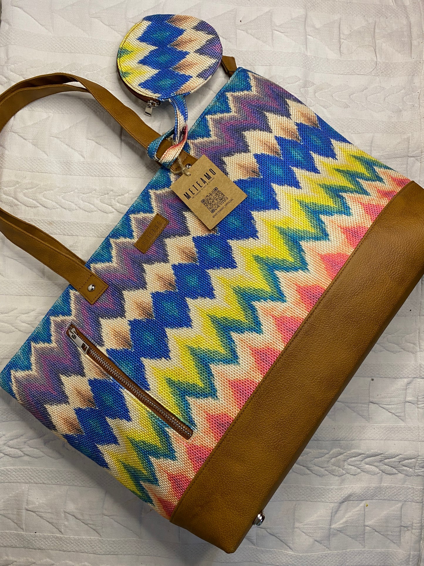 Multicolor Chevron - Tote Bag with Mini Pouch