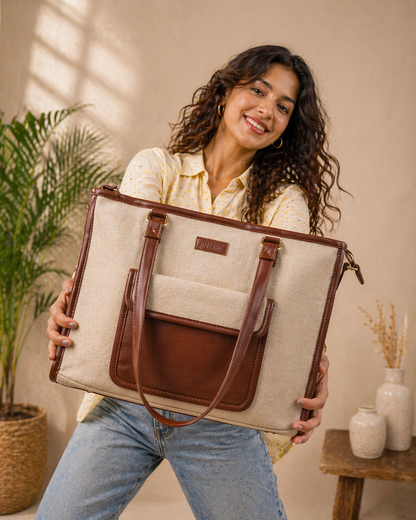 Artisan Weave Office Tote - Sandstone Carry