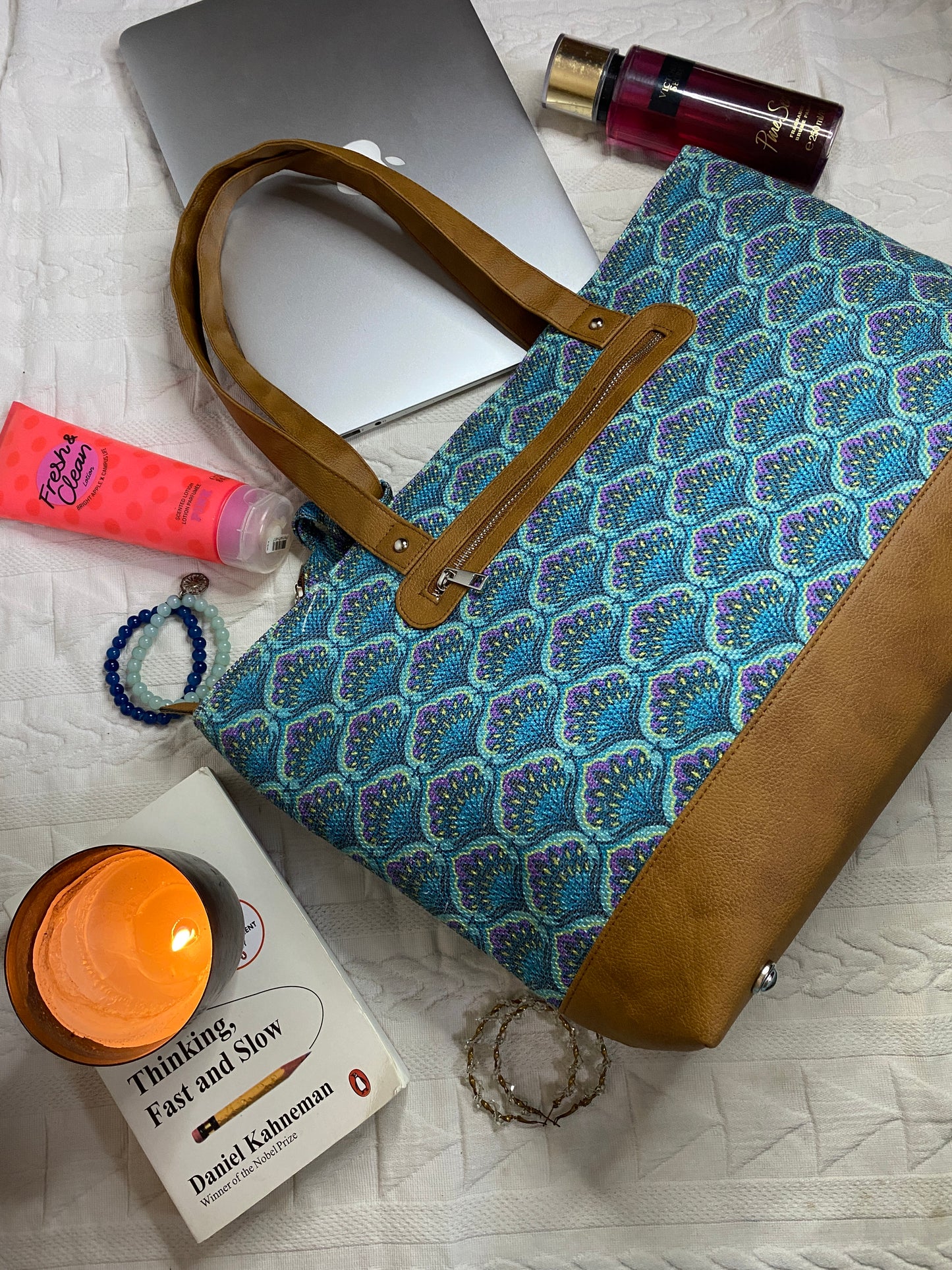 Blue Lotus - Tote Bag with Mini Pouch