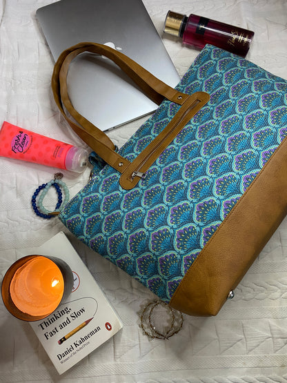 Blue Lotus - Tote Bag with Mini Pouch