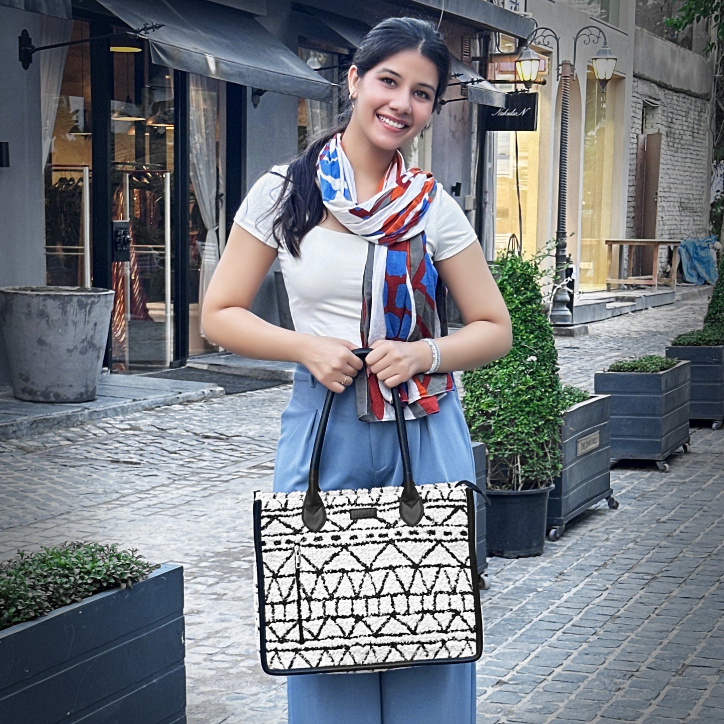 Artisan Weave Tote - Monochrome Tribal