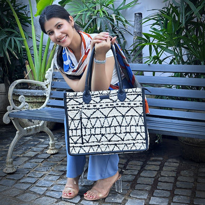 Artisan Weave Tote - Monochrome Tribal