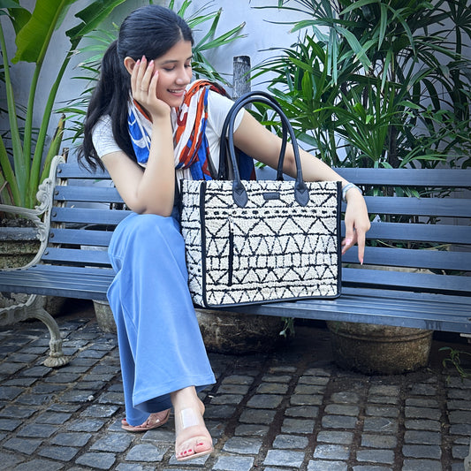 Artisan Weave Tote - Monochrome Tribal