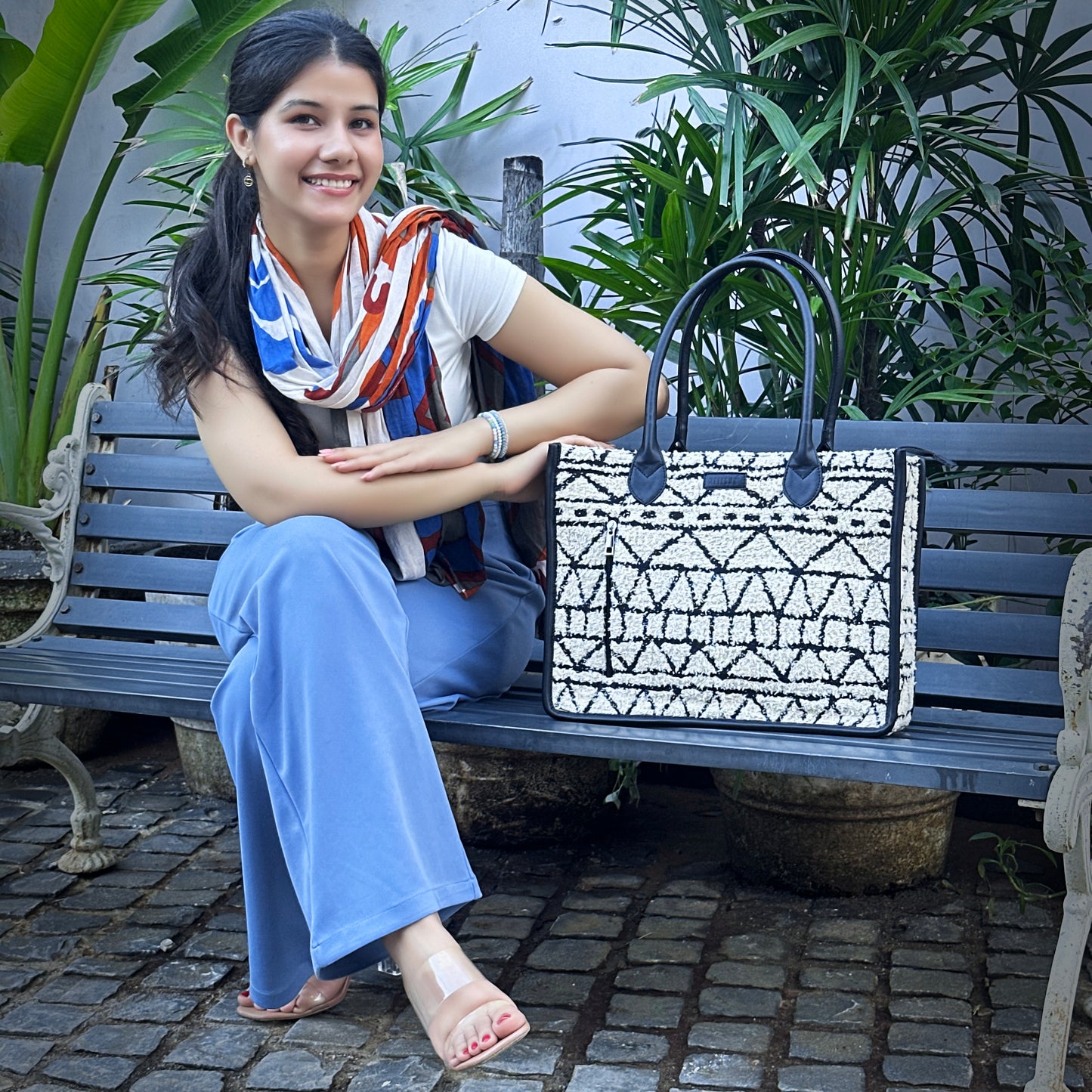 Artisan Weave Tote - Monochrome Tribal