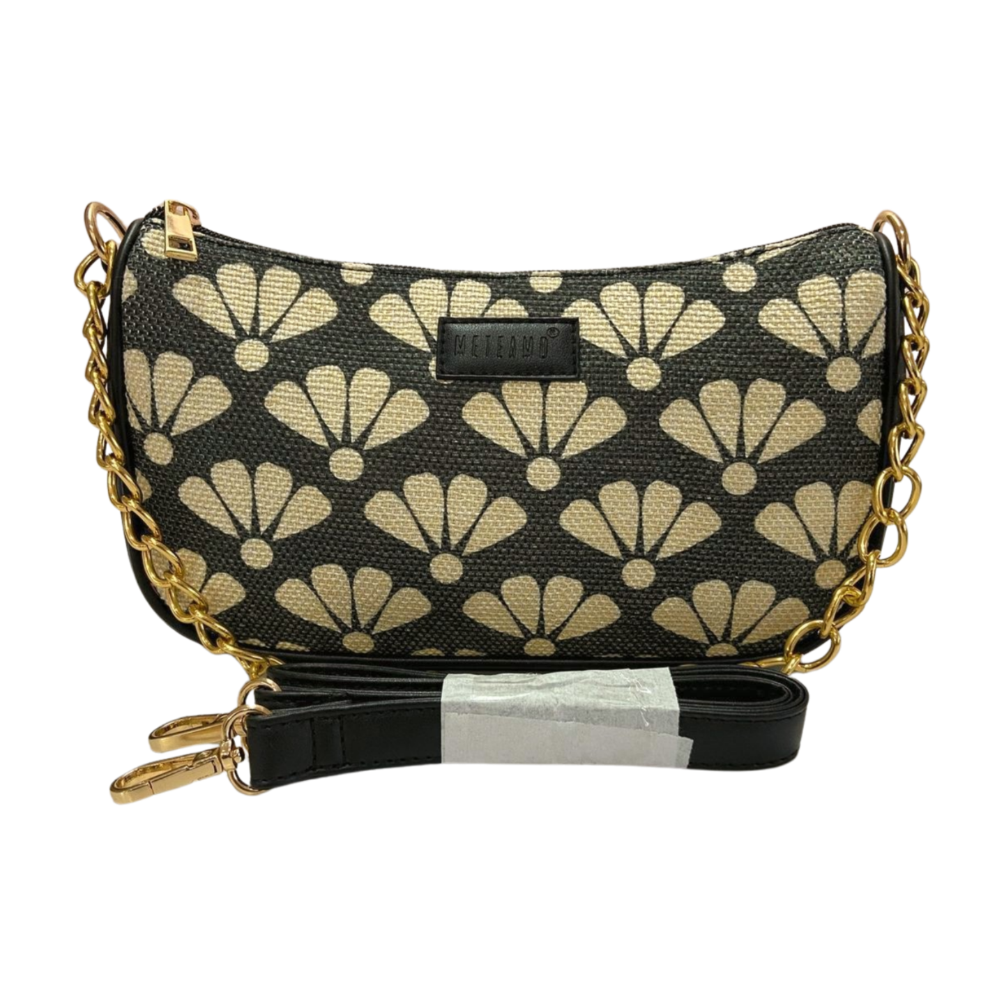 Bag Pattern Leather Baguette Handbag Crimson Leaves Vegan Leather