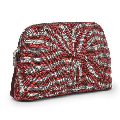 Sequina Red - Beaded Make-Up Pouch