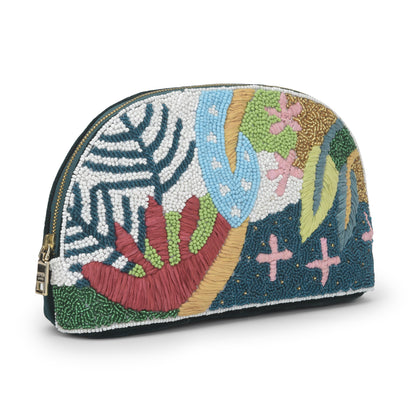 Sequina Multi - Beaded & Hand Embroidered Make-Up Pouch