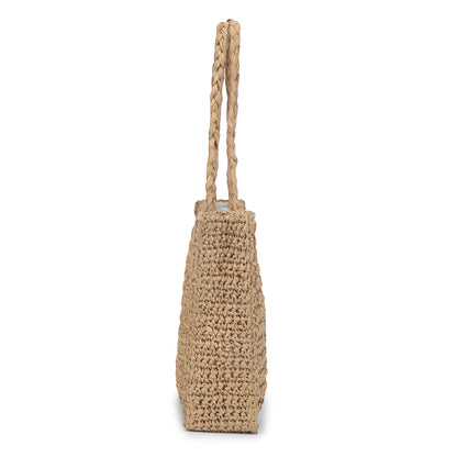 Daalin - Raffia Box Bag with Beaded Decorative Flap