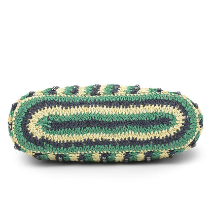 Qufi - Raffia Tote Bag with Gunmetal Beads