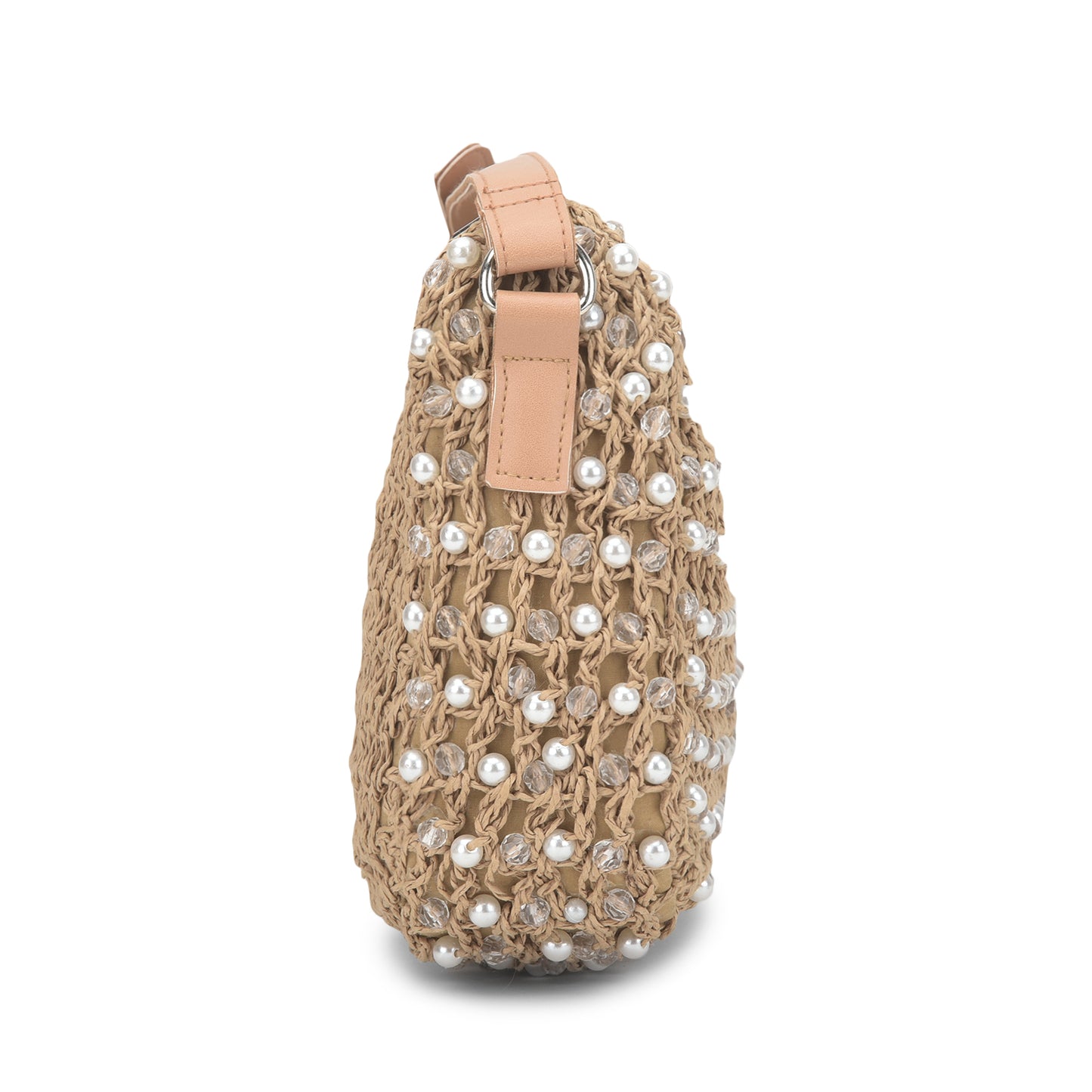 Faroon - Raffia & Crystal Beads Crossbody Bag