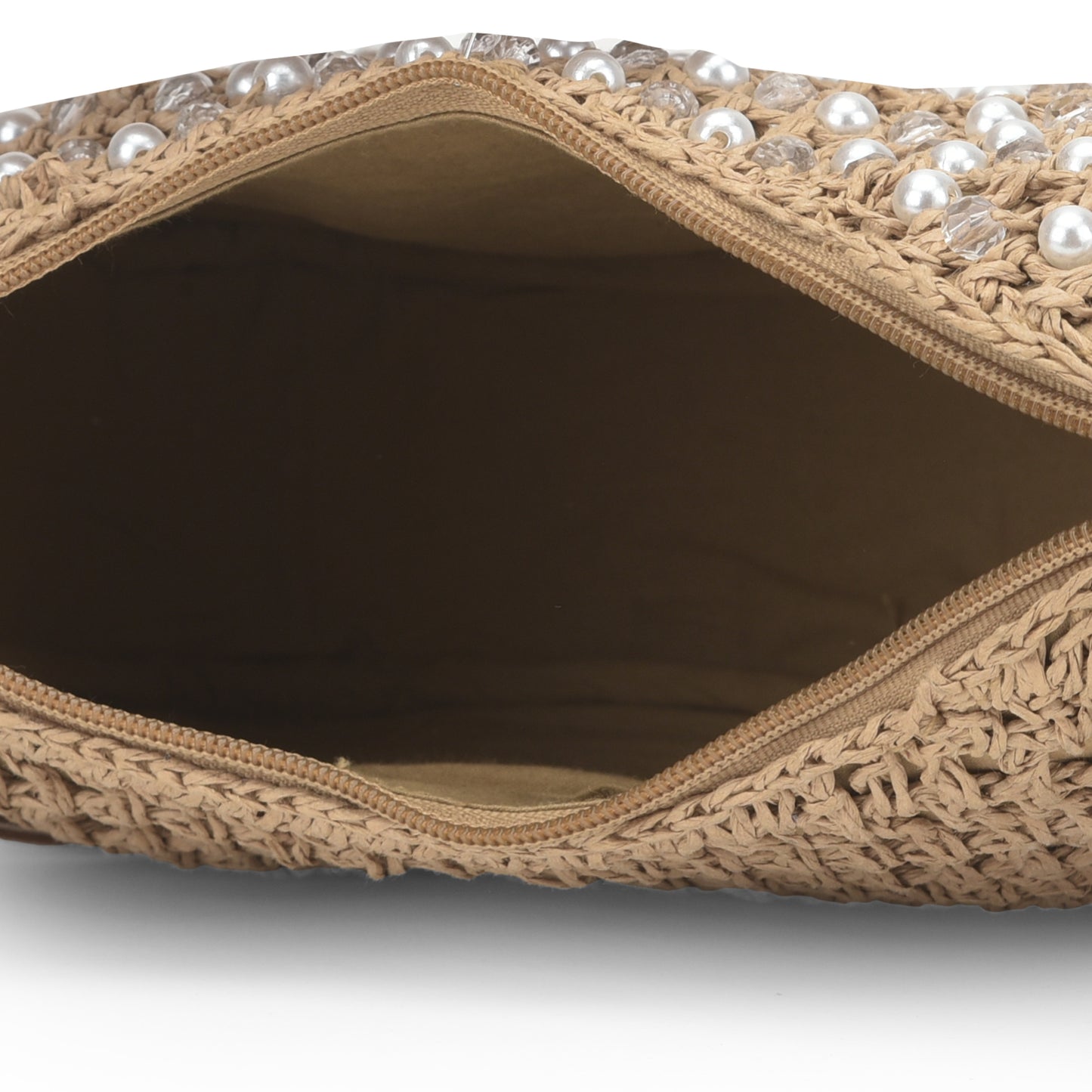 Faroon - Raffia & Crystal Beads Crossbody Bag