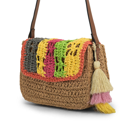 Macroos -Multicolor Raffia Crossbody Bag