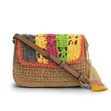 Macroos -Multicolor Raffia Crossbody Bag