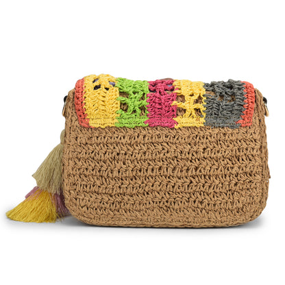 Macroos -Multicolor Raffia Crossbody Bag