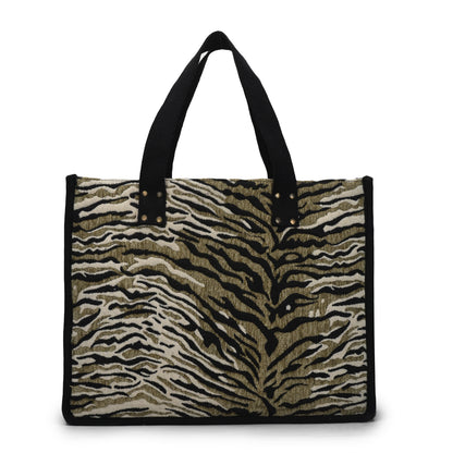 Anileo - Brown & Black Jacquard Box Bag - Jumbo